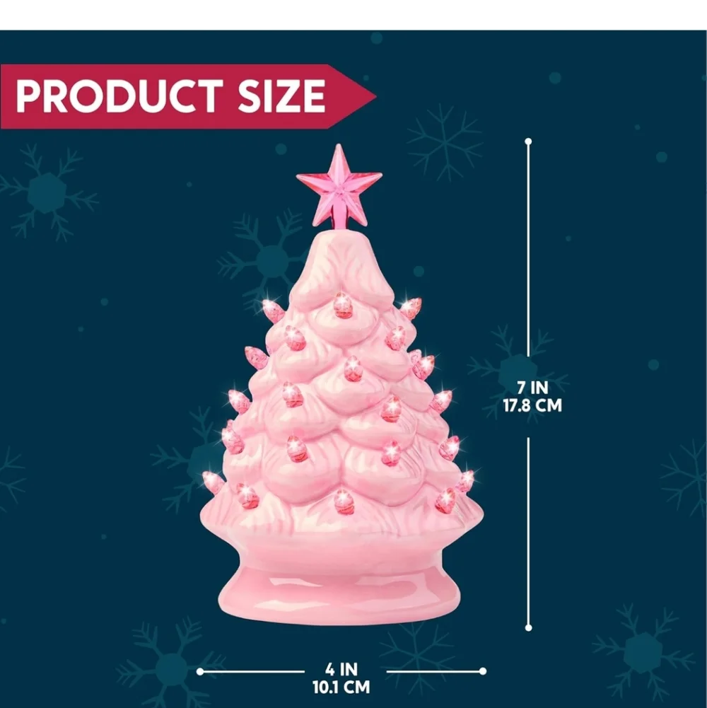 Kohl's Pink Ceramic Holiday Tree with Star Topper